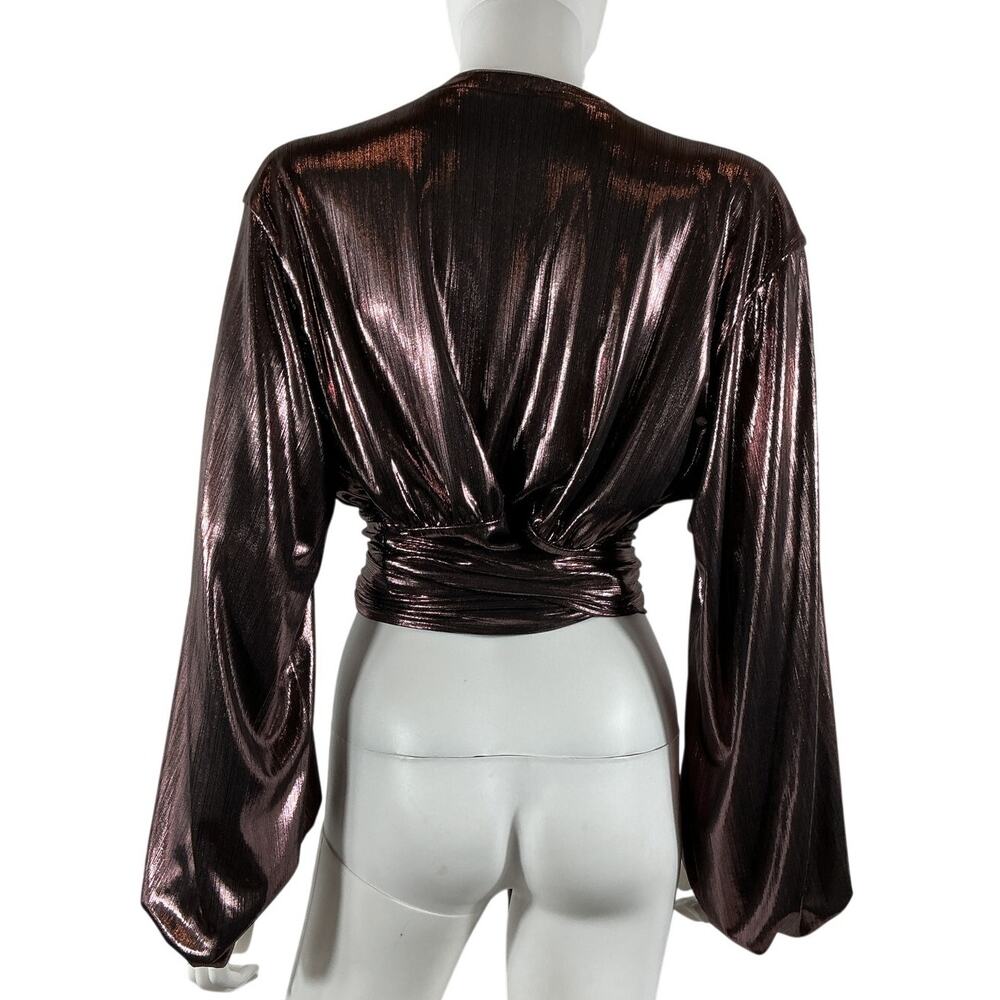 House Of Harlow 1960 Metallic Brown Bourdin Blouse Size XL - Picture 3 of 4